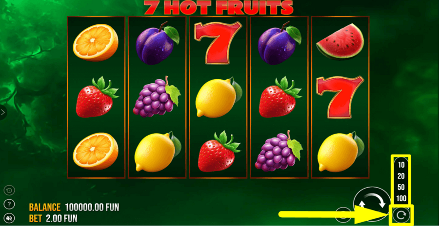 7 Hot Fruits 5 Lines Autoplay Feature
