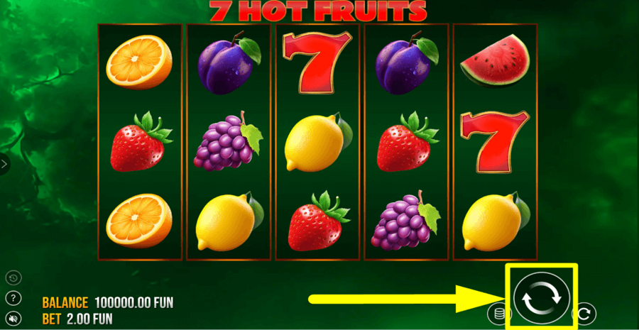 7 Hot Fruits 5 Lines Spin Button