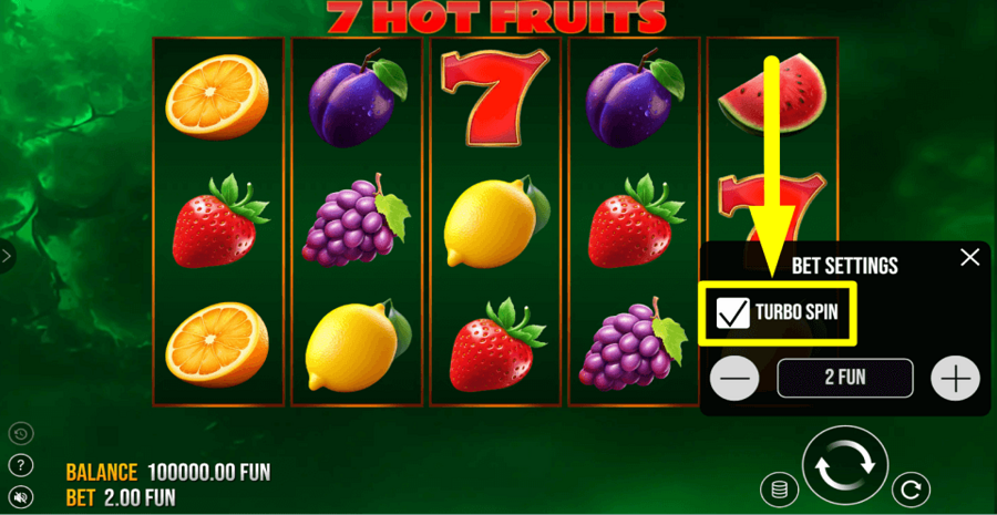 7 Hot Fruits 5 Lines Turbo Feature