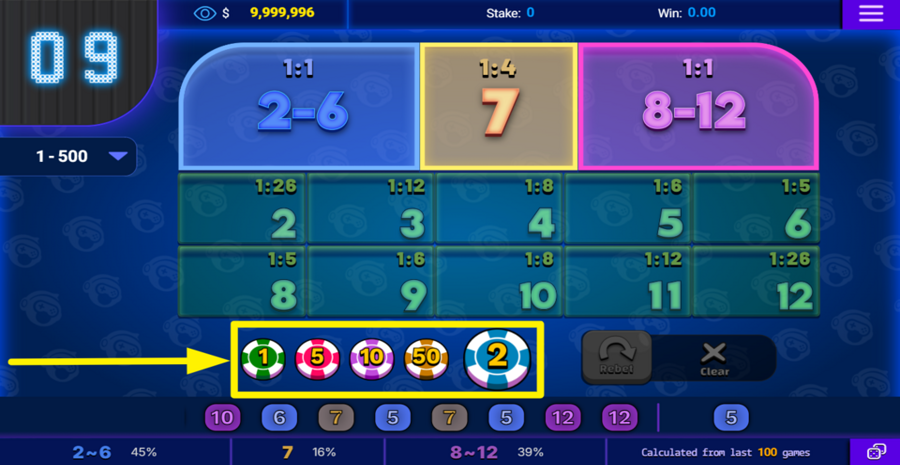 7 Up Down Choose Bet
