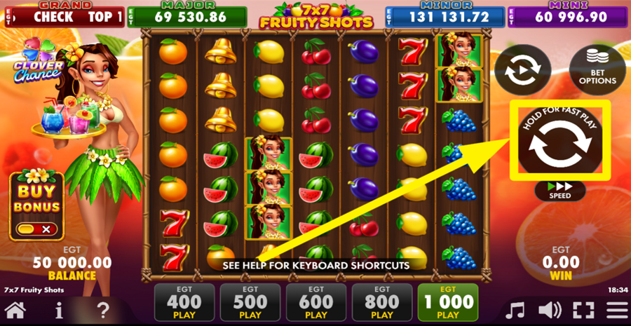7x7 Fruity Shots Clover Chance Spin