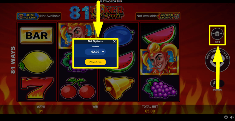 81 Joker Hot Reels Bet Value