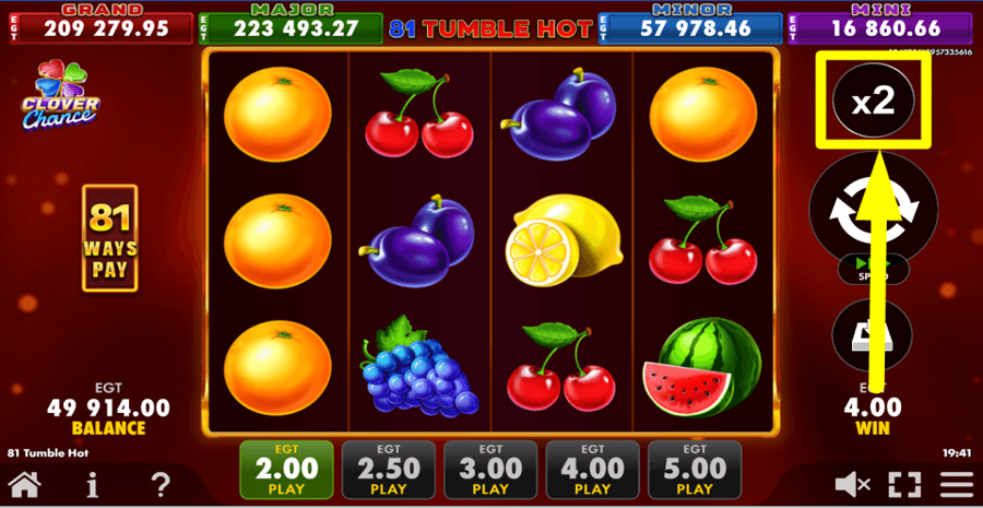 81 Tumble Hot Clover Chance Gamble Feature