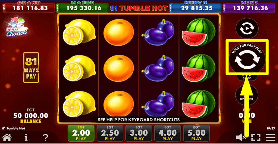 81 Tumble Hot Clover Chance Spin Button