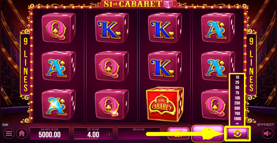 81st Cabaret Dice Autoplay Feature