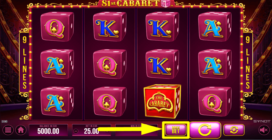 81st Cabaret Dice Max Bet Button