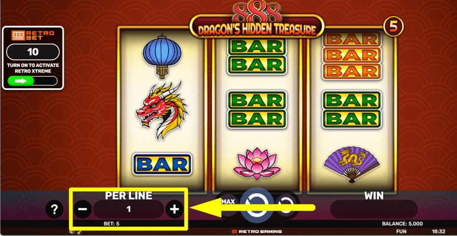 888 Dragons Hidden Treasure Bet Value