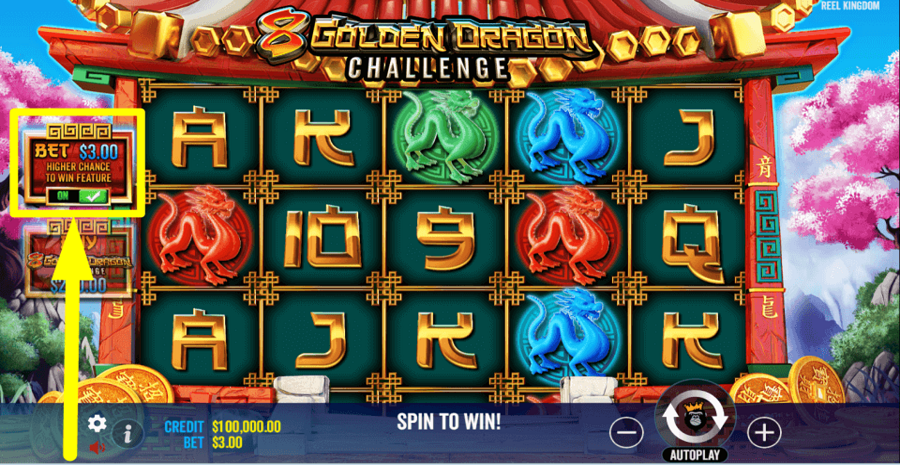 8 Golden Dragon Challenge Ante Bet Feature