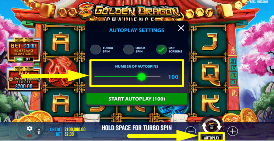 8 Golden Dragon Challenge Autoplay Feature