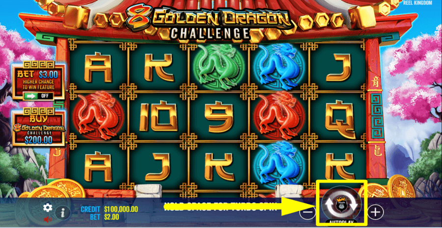 8 Golden Dragon Challenge Spin Button