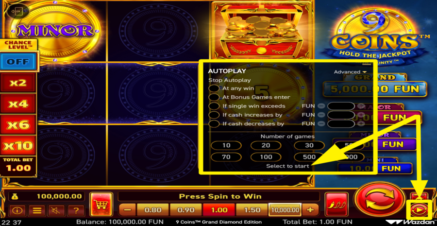 9 Coins Grand Diamond Edition Autoplay