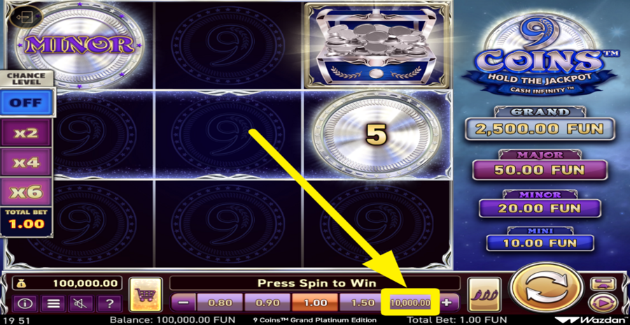 9 Coins Grand Platinum Edition Max Bet