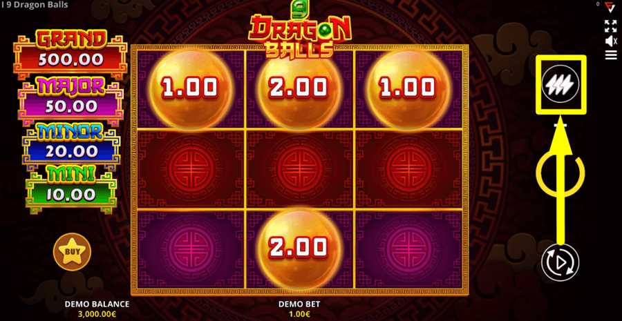 9 Dragon Balls Cash Up Turbo Feature