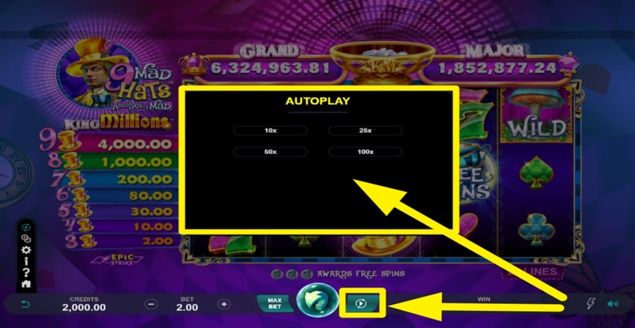 9 Mad Hats King Millions Autoplay
