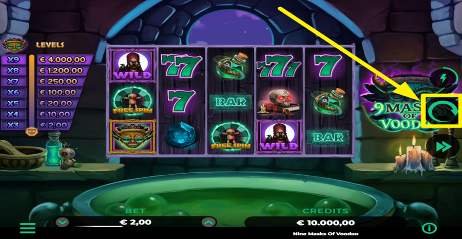 9 Masks Of Voodoo Spin Button