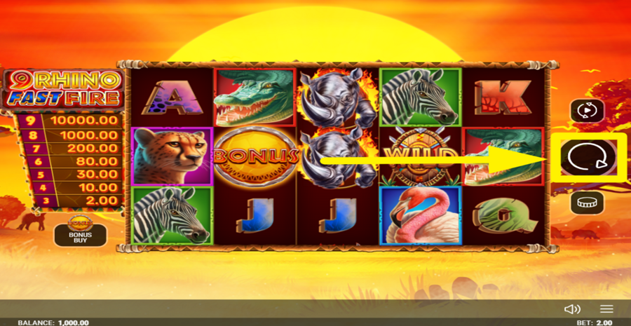 9 Rhino Fast Fire Spin Button