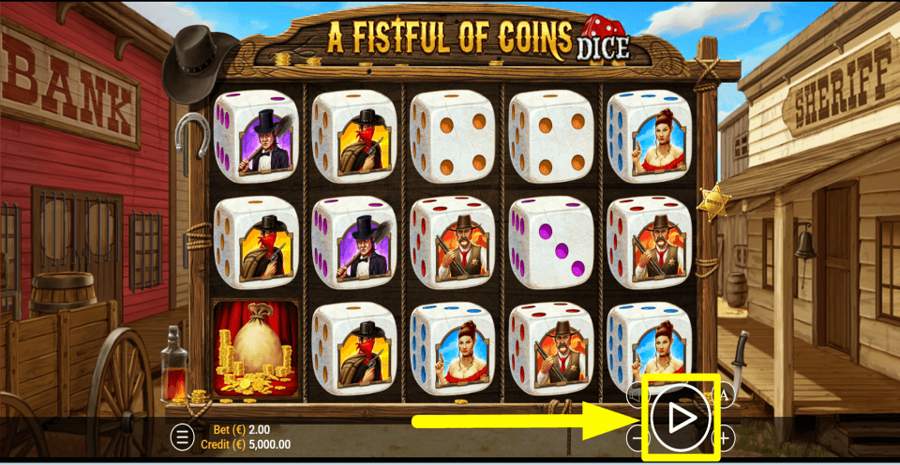 A Fistful Of Coins Dice Play Button