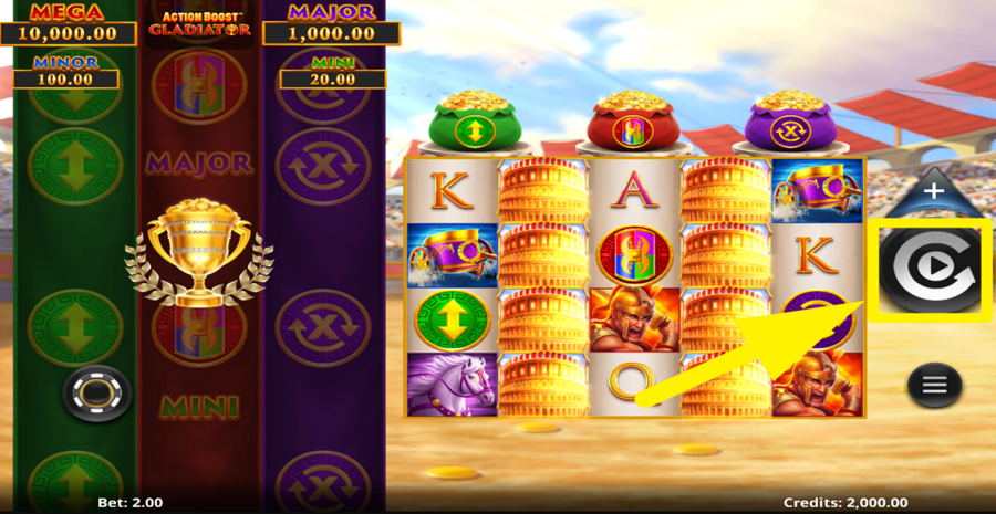 Action Boost Gladiator Spin Button