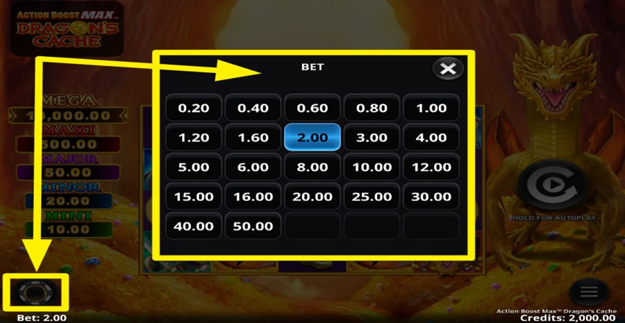 Action Boost Max Dragons Cache Adjust Bet