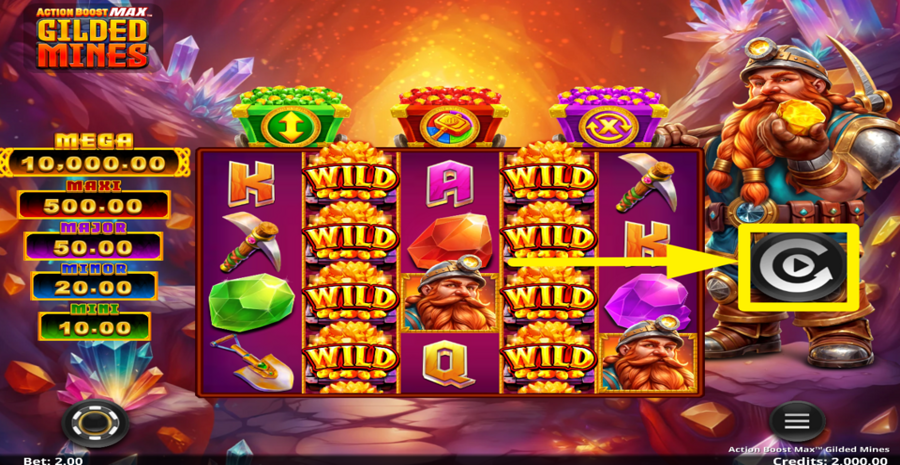 Action Boost Max Gilded Mines Spin