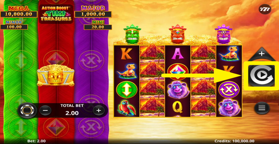Action Boost Tiki Treasures Spin Button