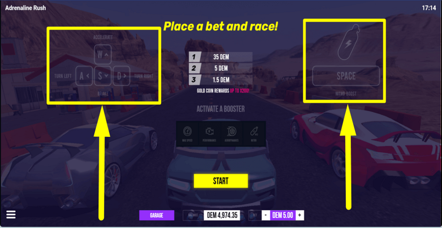 Adrenaline Rush Control Buttons