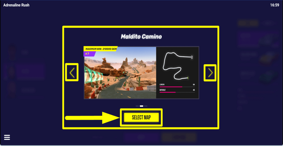Adrenaline Rush Map Selection