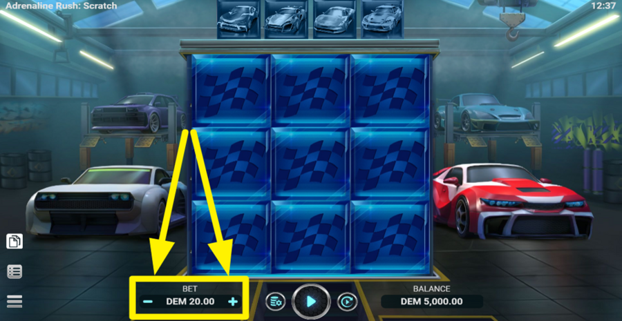Adrenaline Rush Scratch Adjust Bet