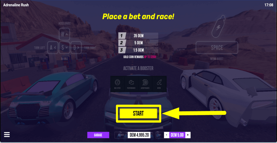 Adrenaline Rush Start Button
