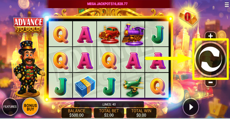 Advance To Gold Spin Button