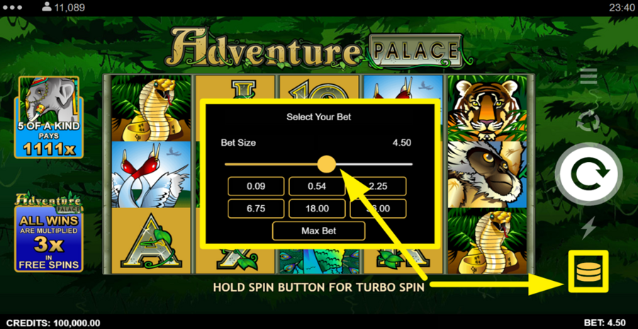 Advanture Palace Adjust Bet