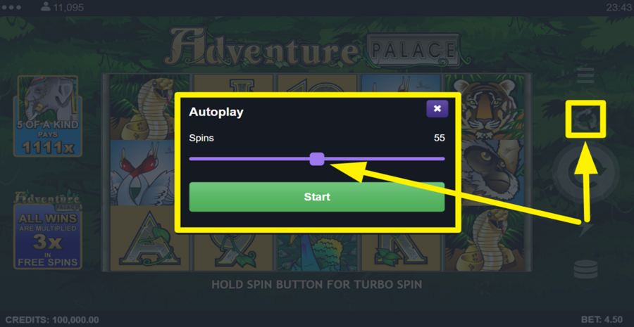 Advanture Palace Autoplay Feature