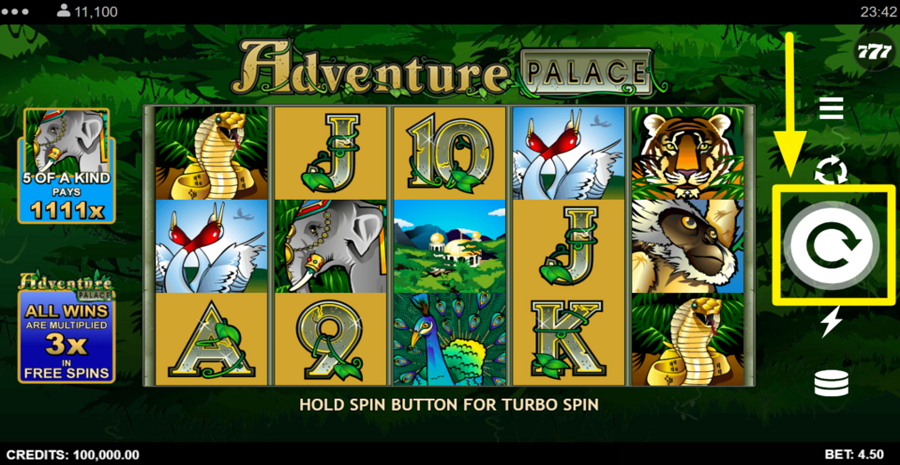 Advanture Palace Spin Button