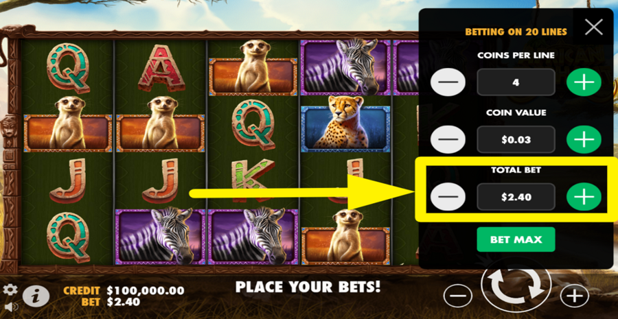 African Elephant Adjust Total Bet