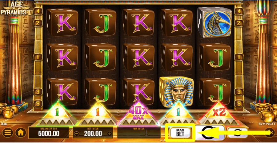 Age Of Pyramids Dice Max Bet Button