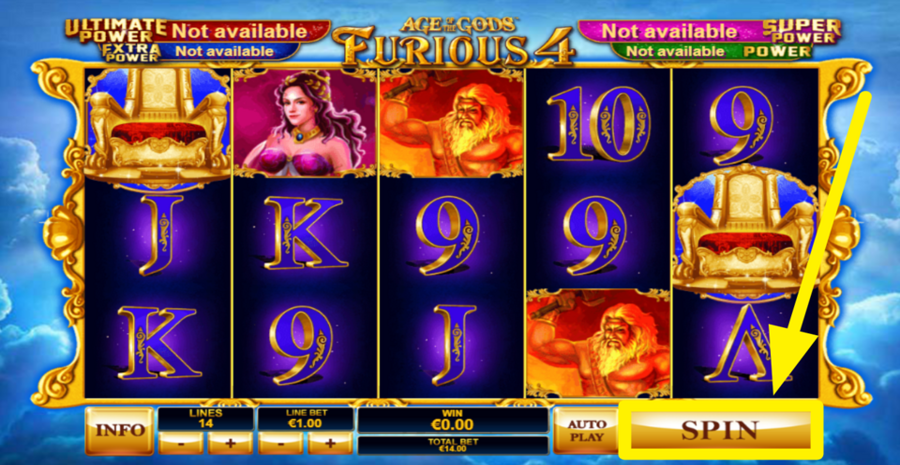 Age Of The Gods Furious 4 Spin Button
