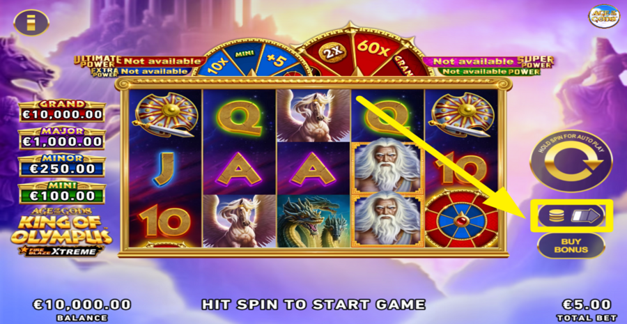 Age Of The Gods King Of Olympus Fire Blaze Xtreme Adjust Bet