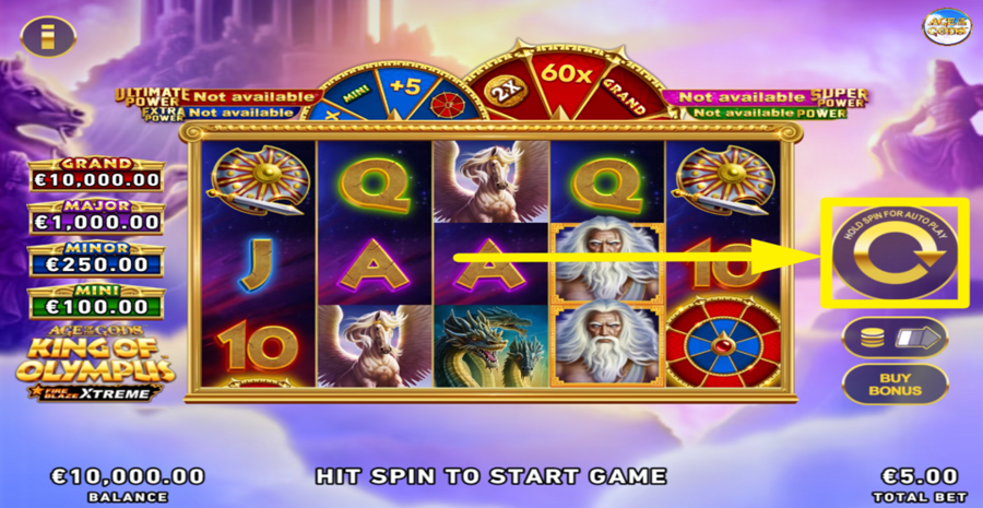 Age Of The Gods King Of Olympus Fire Blaze Xtreme Spin Button