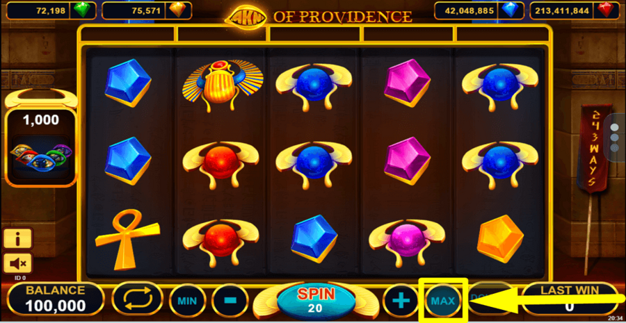 Akn Of Providence Maximum Bet Button