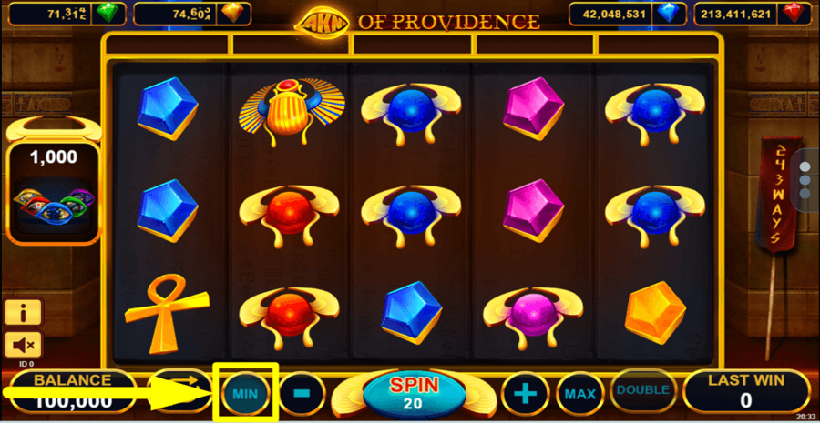 Akn Of Providence Minimum Bet Button