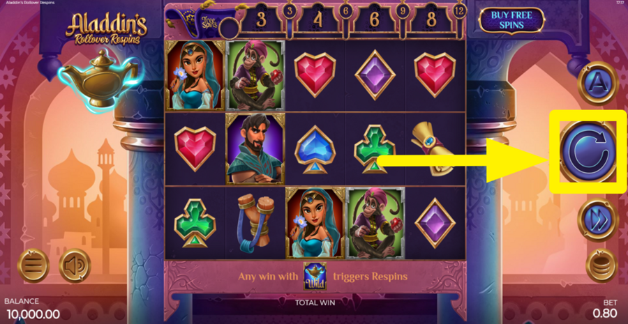 Aladdins Rollover Respins Spin Button