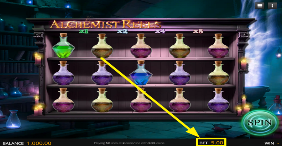 Alchemist Reels Adjust Bet