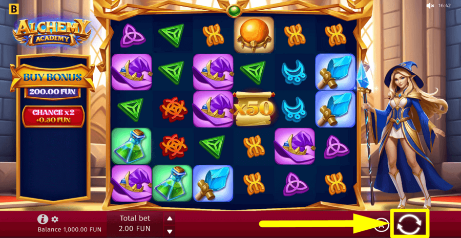 Alchemy Academy Spin Button