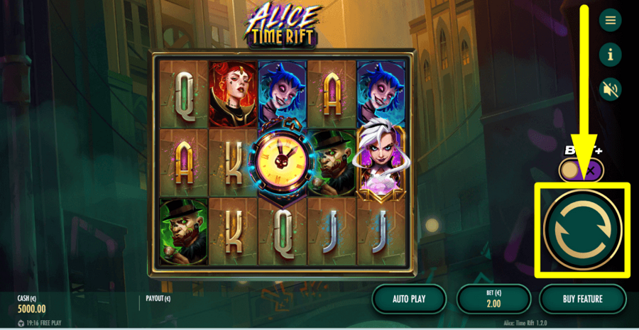 Alice Time Rift Spin Button