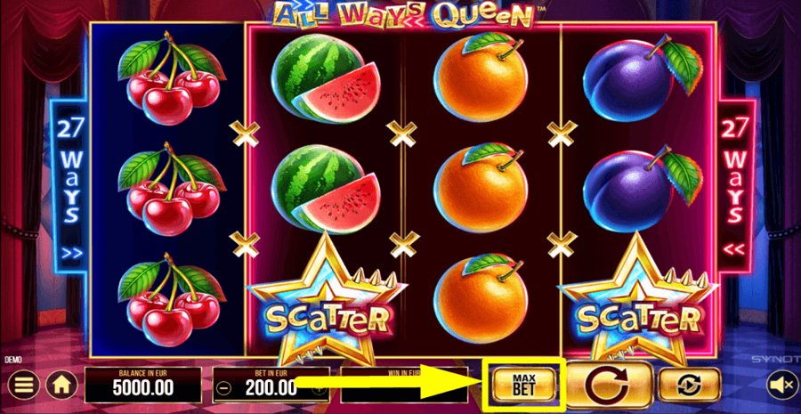 All Ways Queen Max Bet Button