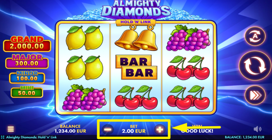 Almighty Diamonds Hold N Link Adjust Bet