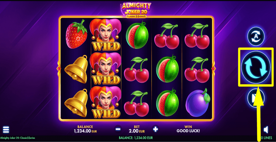 Almighty Joker 20 Classic Series Spin Button