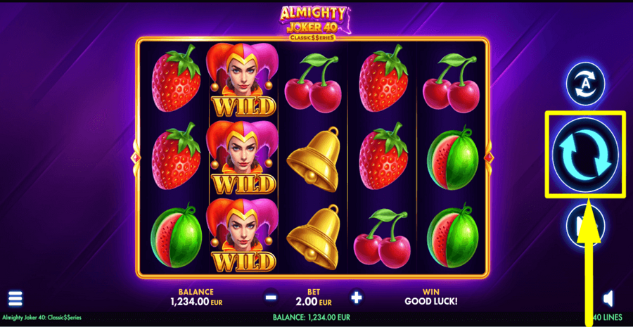 Almighty Joker 40 Classic Series Spin Button