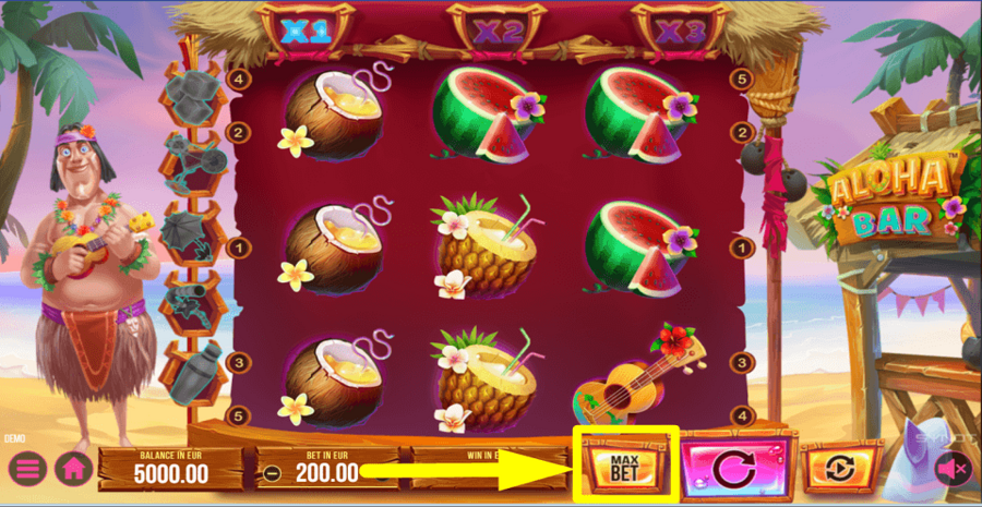 Aloha Bar Max Bet Button