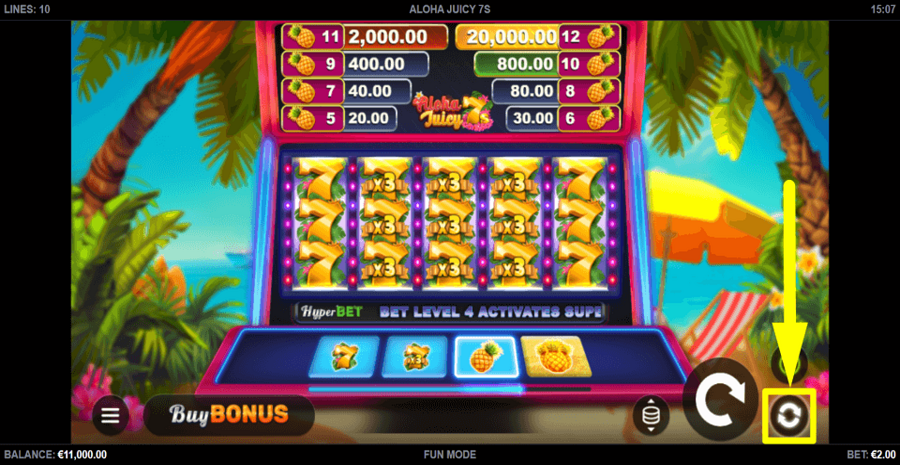 Aloha Juicy 7s Autoplay Feature
